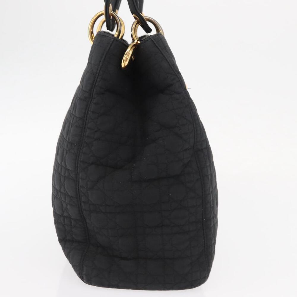 Christian Dior Lady Dior Canage Hand Bag Nylon Black Gold Auth bs32111 - Picture 4 of 16